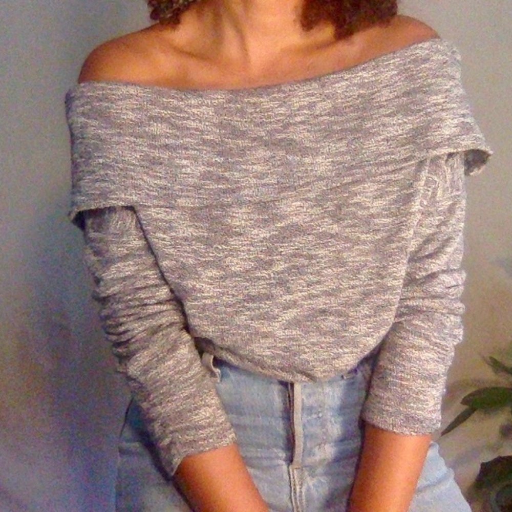 Grey off shoulder sweater
